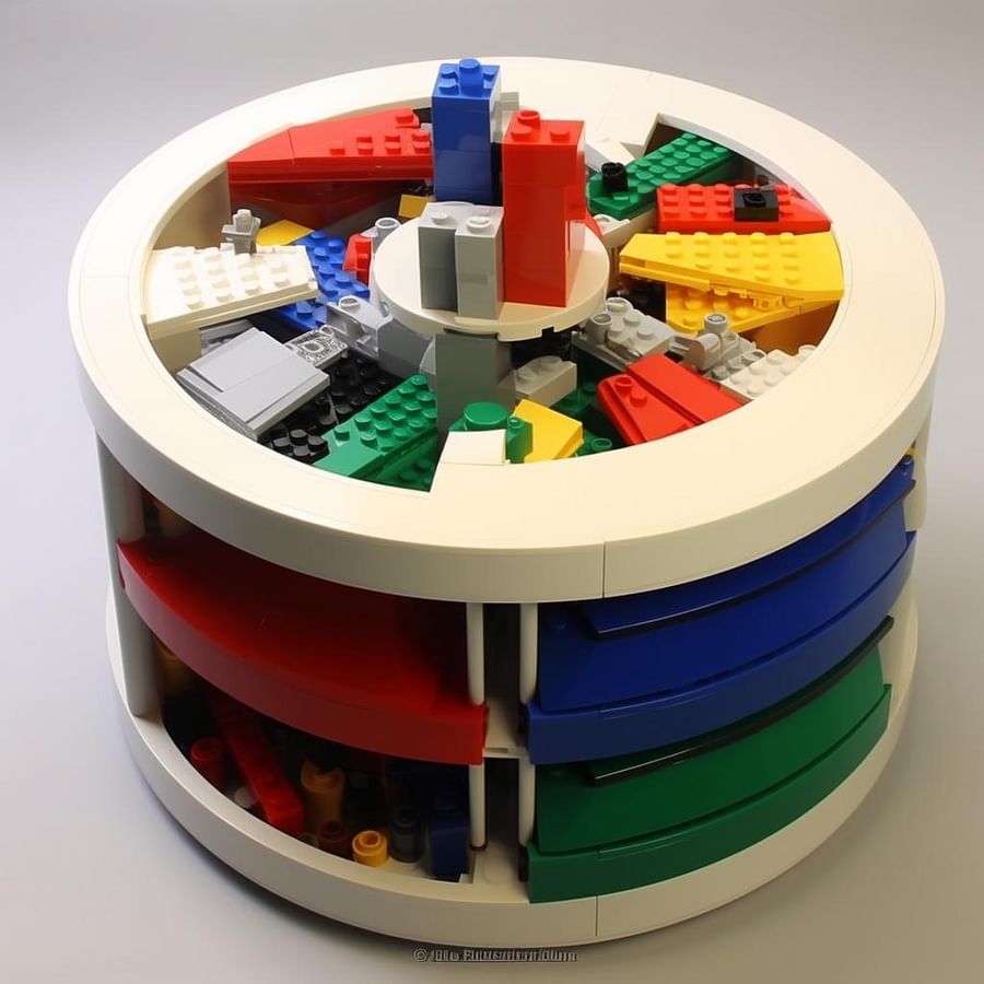 Lego table with rotating base and storage compartments
