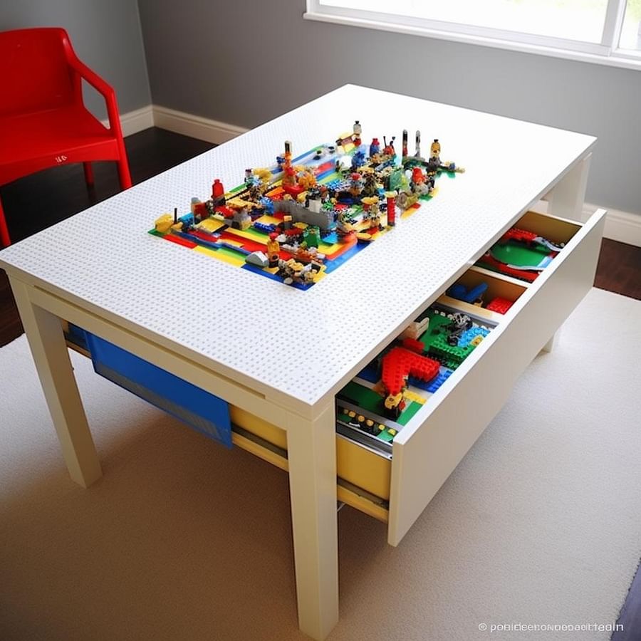 Lego table with built-in storage