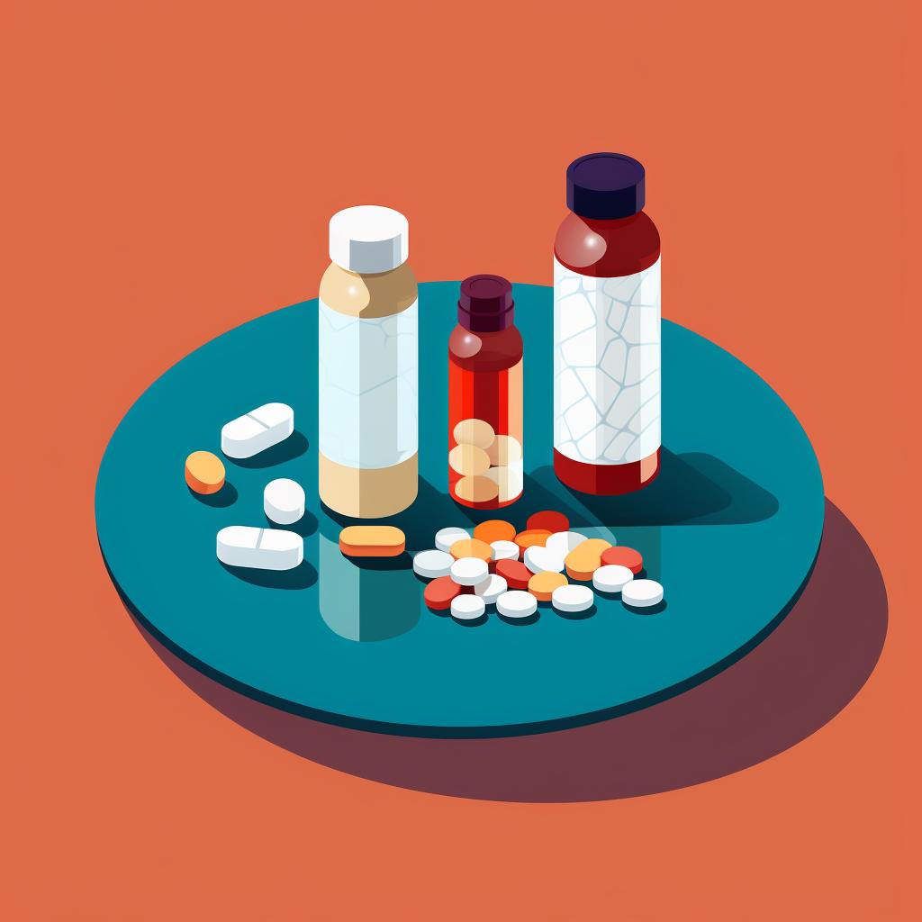 Categorized medications on a table
