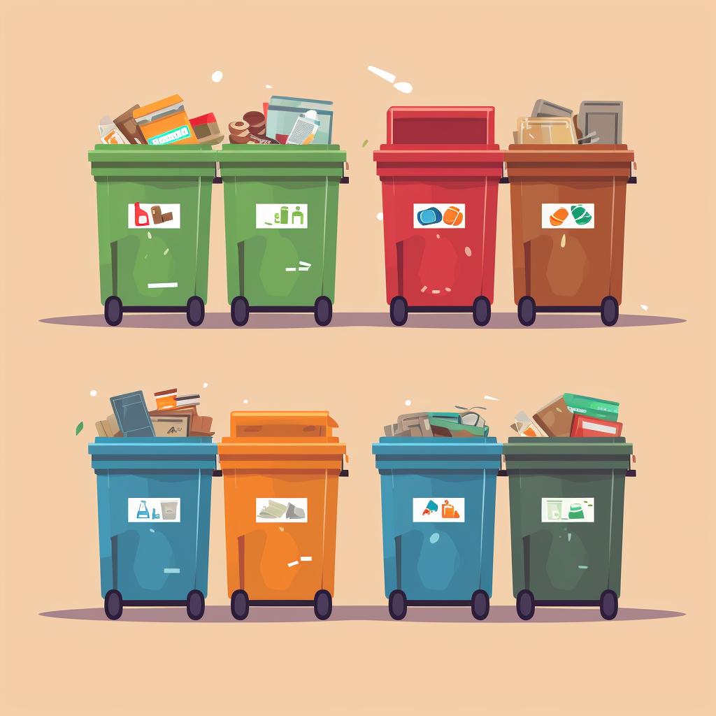 Bins with labels attached