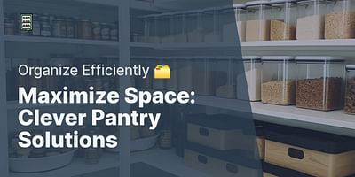 Maximize Space: Clever Pantry Solutions - Organize Efficiently 🗂️