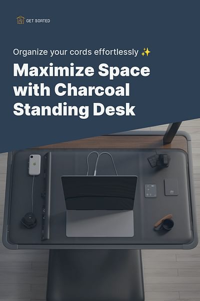 Maximize Space with Charcoal Standing Desk - Organize your cords effortlessly ✨