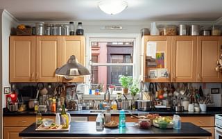 Can you provide tips for decluttering and organizing a kitchen?