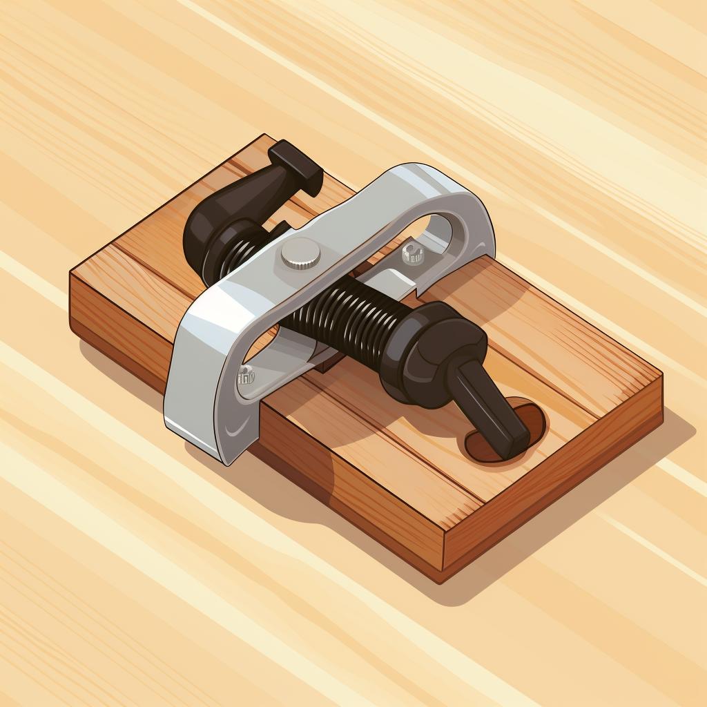 Hose clamps attached to a piece of wood
